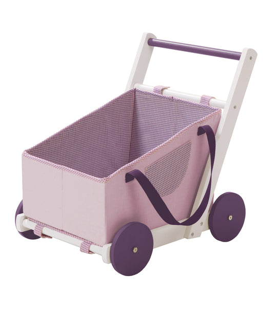 Puppenwagen 'Fienchen' flieder/weiß, zur Tragetasche umfunktionierbar, inkl. Ausstattung