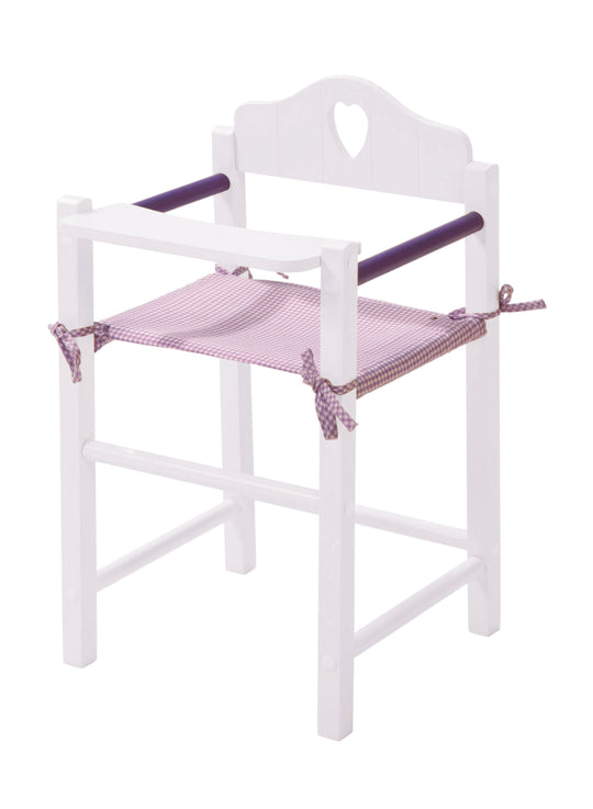Chaise haute pour poupées 'Fienchen', chaise pour poupée de bébé, accessoires blanc laqué