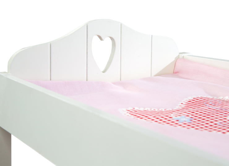Commode et lit de poupée, "Fienchen", incl. équipement textile, blanc laqué