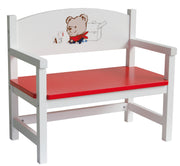 Doll bench from doll furniture series 'Teddy College', doll bench painted white, doll accessories