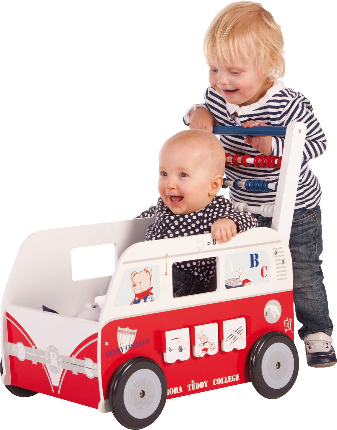 Teddybus 'Teddy College' weiß lackiert, inkl. Kissen, Decke & Spielfunktionen