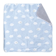 Baby blanket 'Small cloud blue', 2-sided: 1x super soft, warm & fluffy, 1x 100% cotton