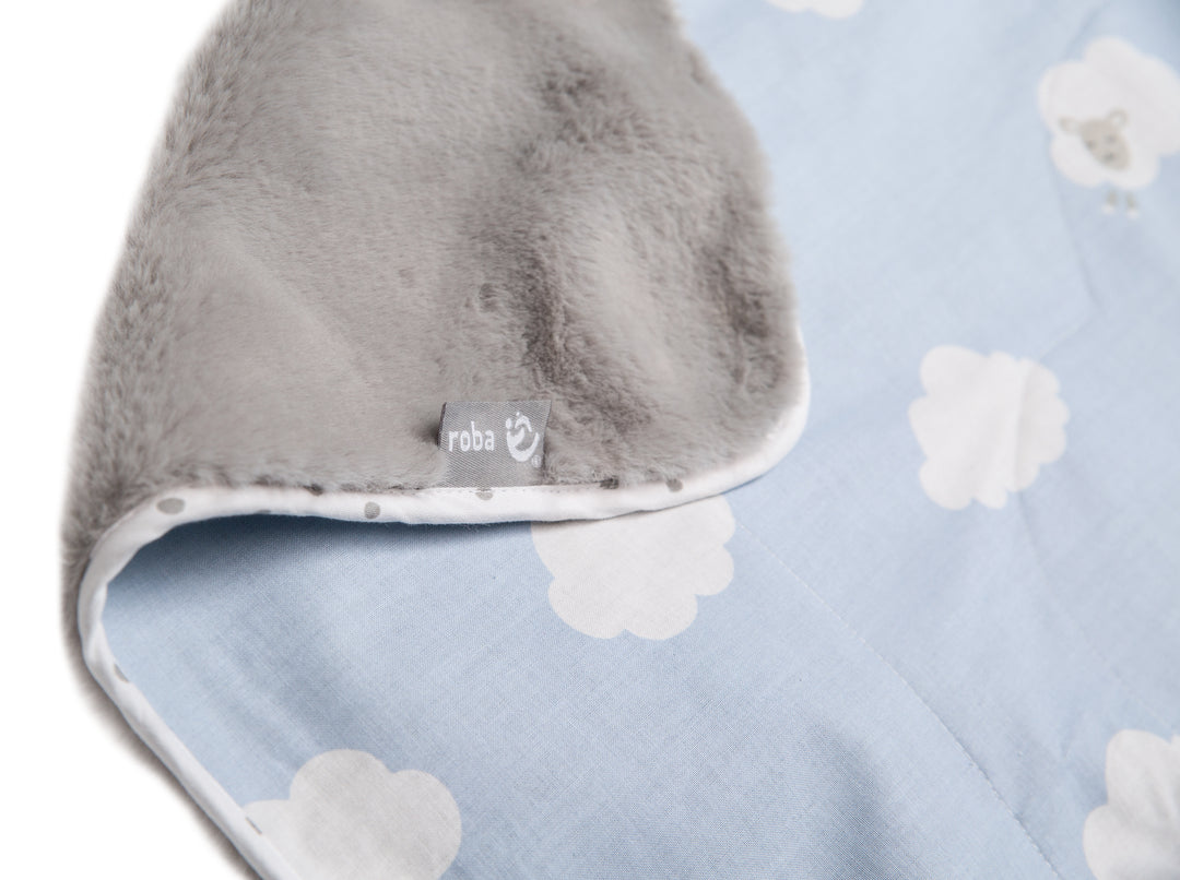 Couverture de bébé 'Kleine Wolke blau', 2 faces : 1x très doux, chaud et douillet, 1x 100% coton