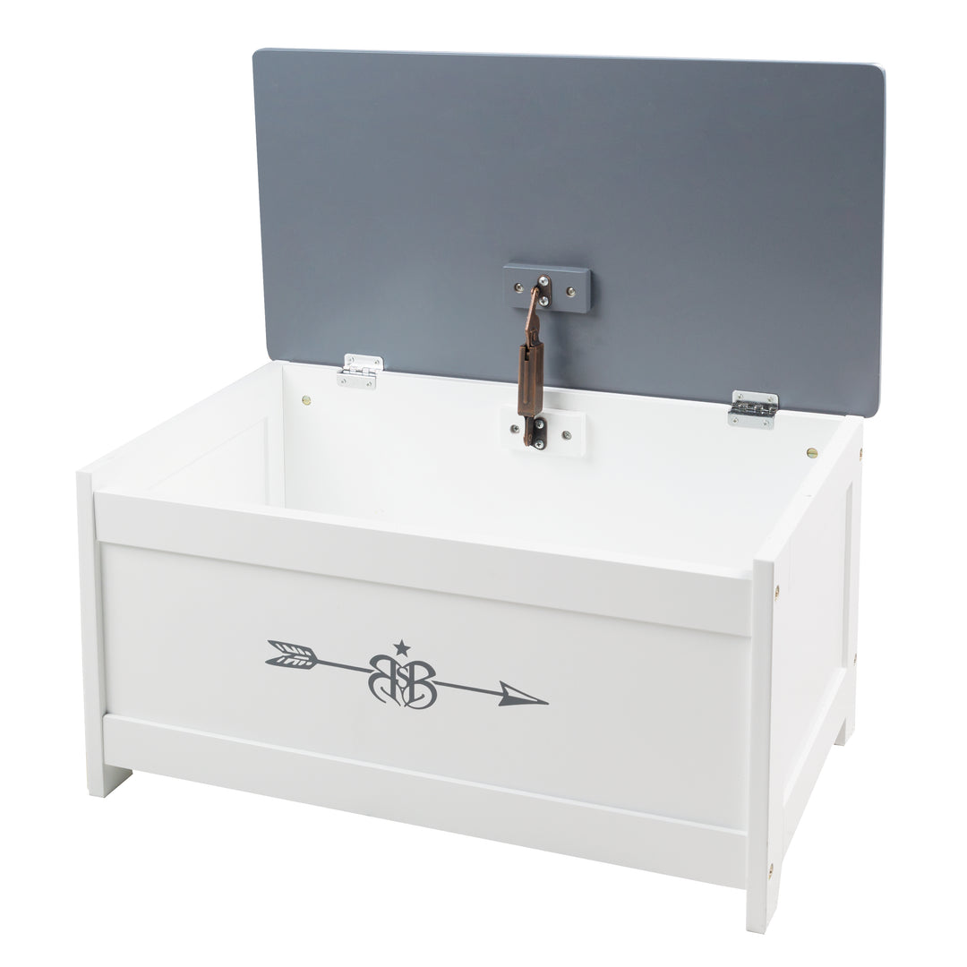 Coffre de jouet  'Rock Star Baby', siège et banquette de rangement, banc coffre blanc/gris