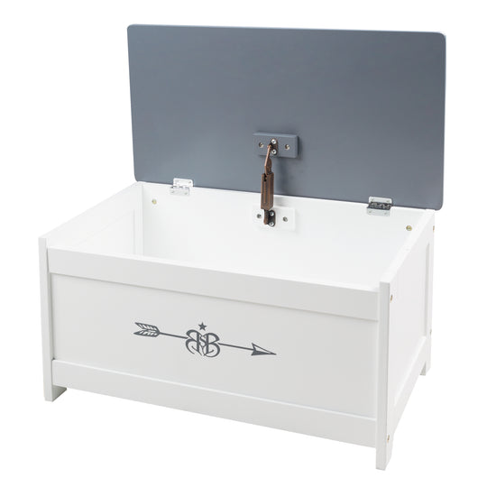 Coffre de jouet  'Rock Star Baby', siège et banquette de rangement, banc coffre blanc/gris