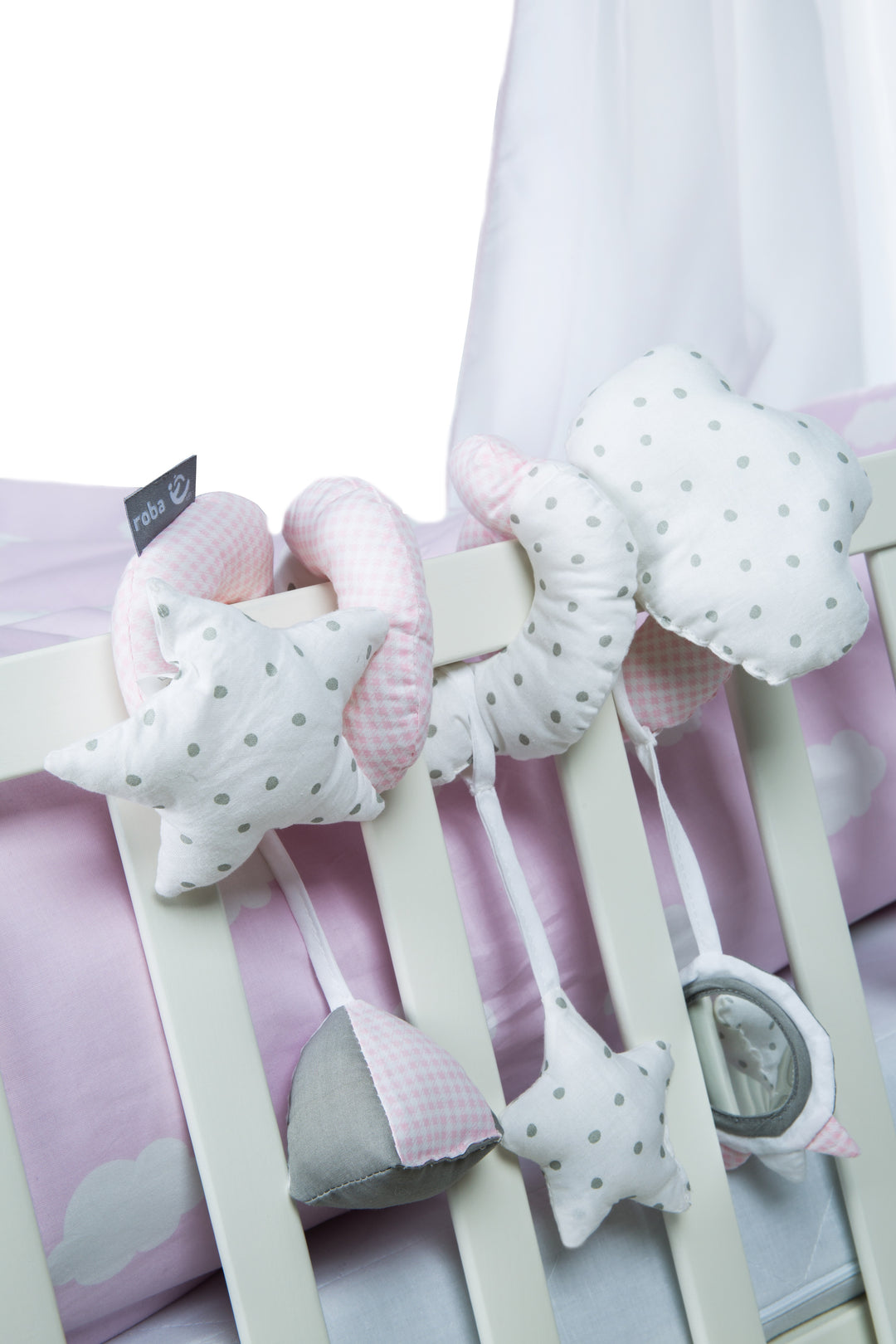 Espiral de actividades 'Kleine Wolke rosa', espiral de tela para agarrar para cochecito o parque