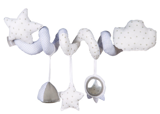 Spirale d’activité 'Kleine Wolke blau', spirale en tissu à saisir pour le lit, poussette, parc d'enfant