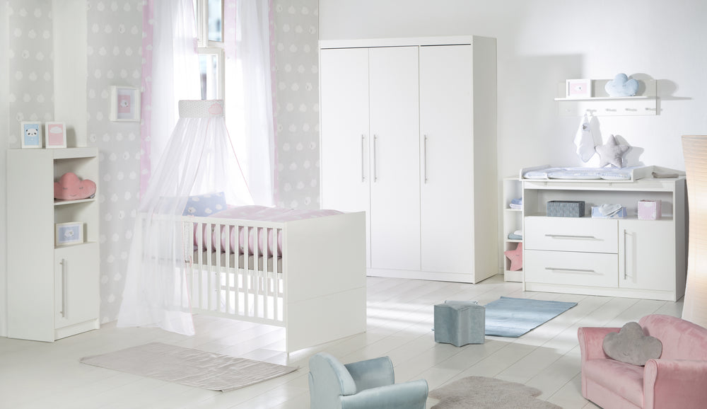 Room Set 'Maren', including Convertible Bed 70 x 140 cm, Wide Changing Table & 3-Door Wardrobe, White