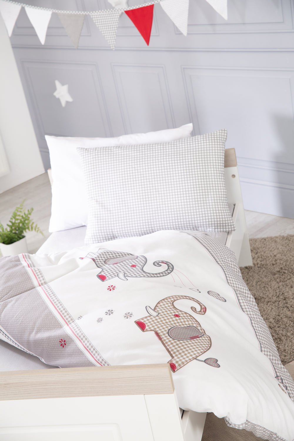Children's Bedding Set 'Jumbotwins', 4-Piece, Bedding Set with Bedding 100 x 135 cm, Bumper & Canopy