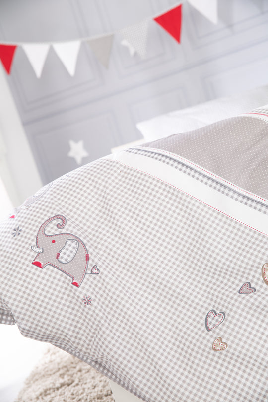Set da letto per bambini 'Jumbotwins', 4 pezzi, set da letto con biancheria da letto 100 x 135 cm, nido e baldacchino
