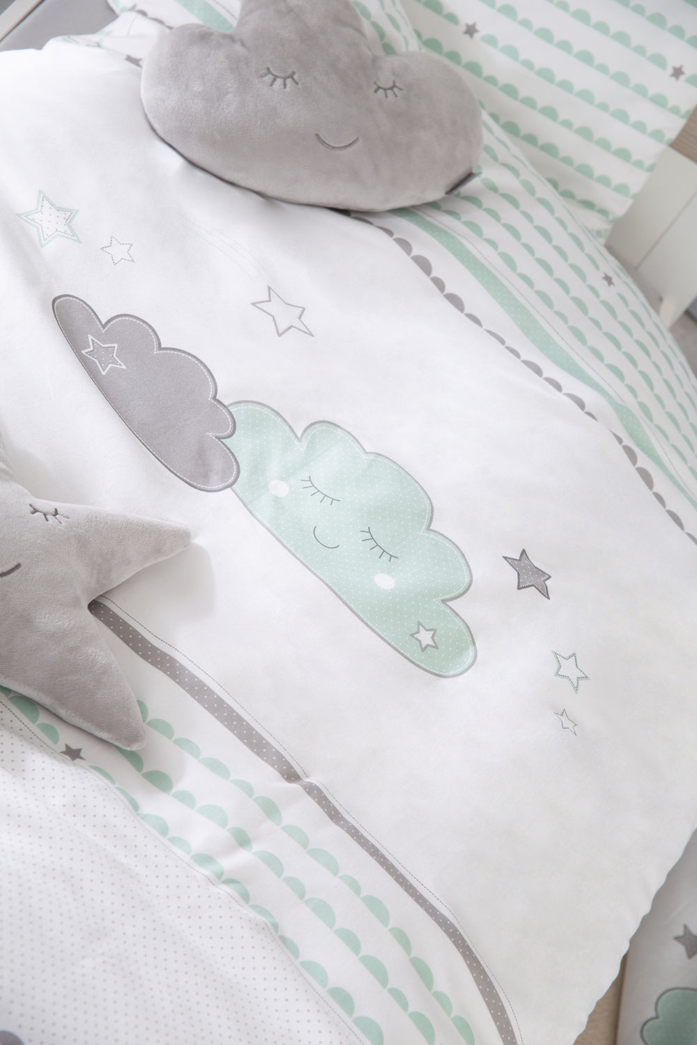 Linge de lit bébé 'Happy Cloud', 2 pièces, 100 x 135 cm, 100 % coton, duvet et taie d'oreiller