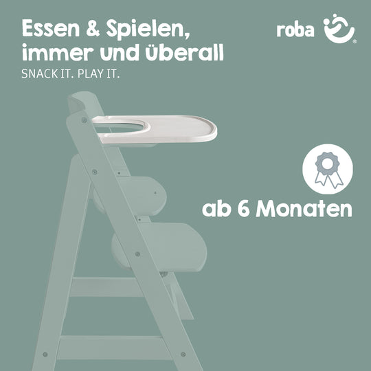 Vassoio pappa in plastica – Estensione per seggiolone Sit Up Flex, Liv Up & Born Up – Bianco