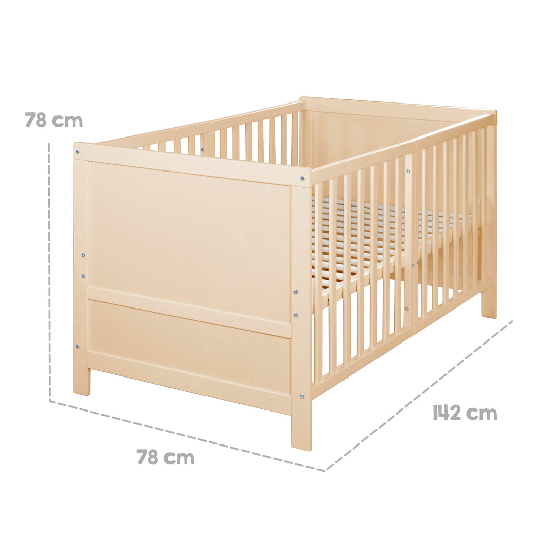 Convertible Children's Bed EASY SLEEP 70x140 Including Conversion Corners Natural Wood