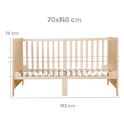 Kombi-Kinderbett EASY SLEEP 70x140 inkl. Umbauecken - Holz natur
