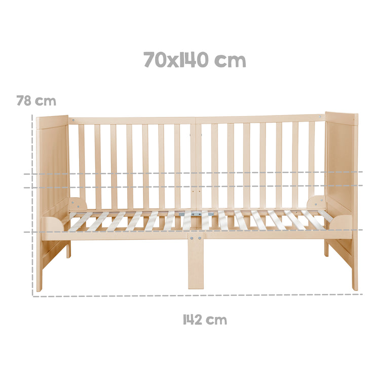 Kombi-Kinderbett EASY SLEEP 70x140 inkl. Umbauecken - Holz natur