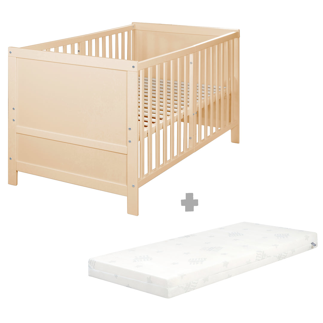 Convertible Children's Bed EASY SLEEP 70x140 Including Conversion Corners Natural Wood