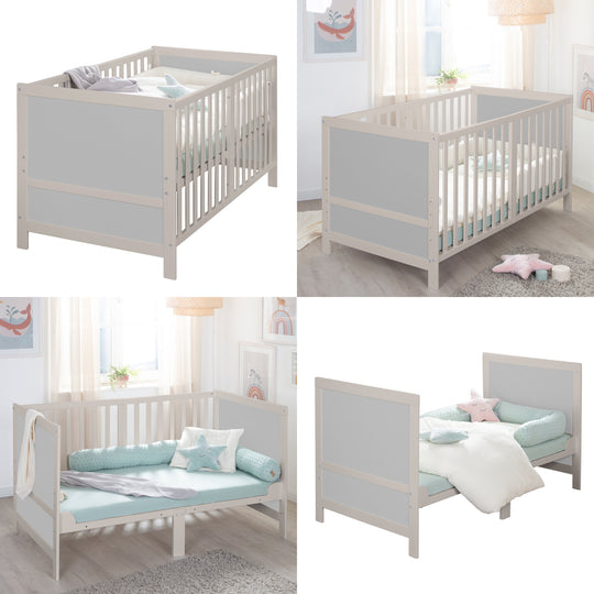 Letto combinato per bambini EASY SLEEP 70x140 con angoli trasformabili - grigio chiaro