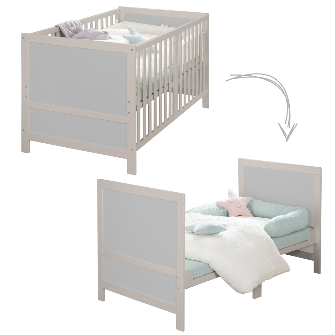 Letto combinato per bambini EASY SLEEP 70x140 con angoli trasformabili - grigio chiaro