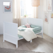 Kombi-Kinderbett EASY SLEEP 70x140 inkl. Umbauecken - Holz weiß lackiert