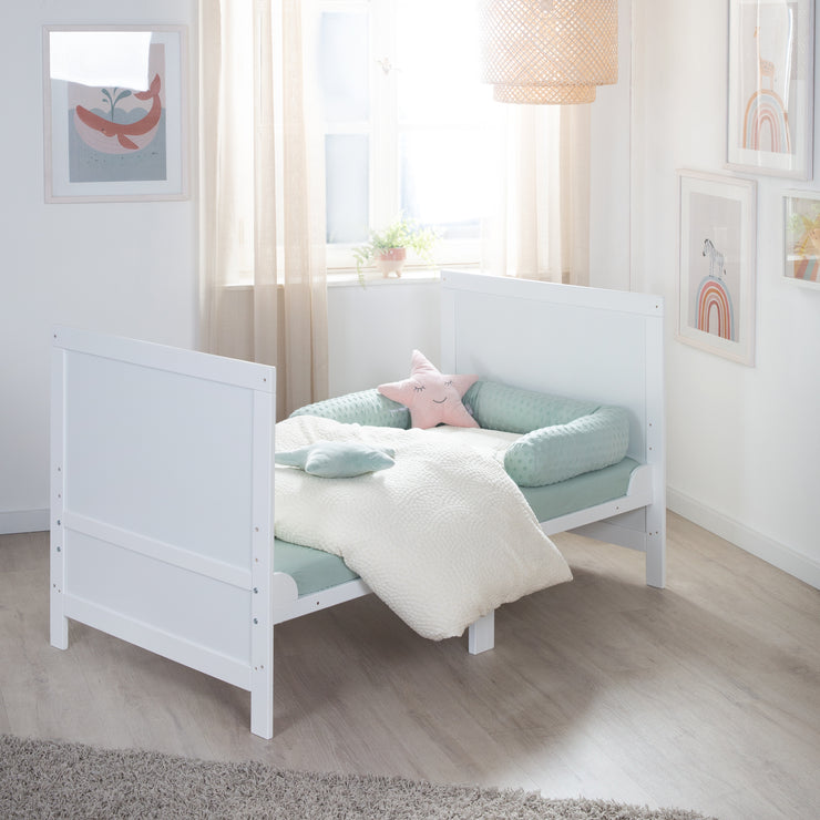 Wooden Convertible Cot EASY SLEEP 70x140 including Conversion Elements - White