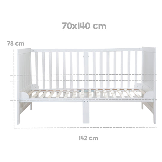 Kombi-Kinderbett EASY SLEEP 70x140 inkl. Umbauecken - Holz weiß lackiert