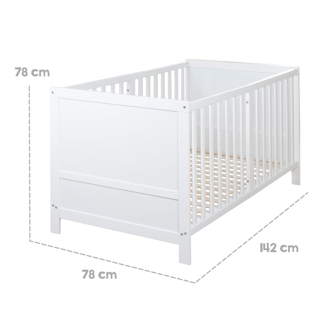Kombi-Kinderbett EASY SLEEP 70x140 inkl. Umbauecken - Holz weiß lackiert