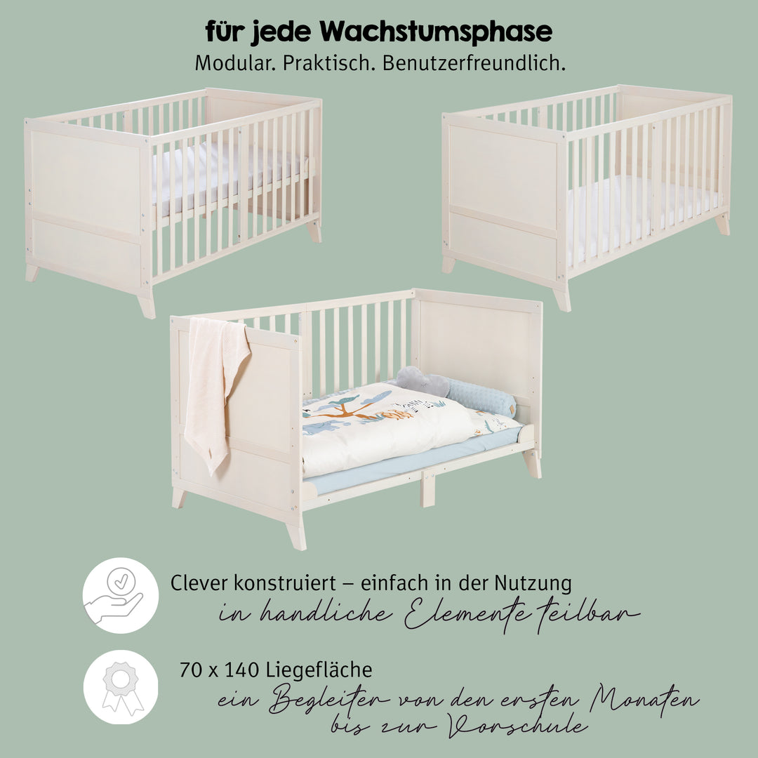 Set lettino 'Savanna Friends' 70 x 140 con accessori completi - Grigio naturale / Beige