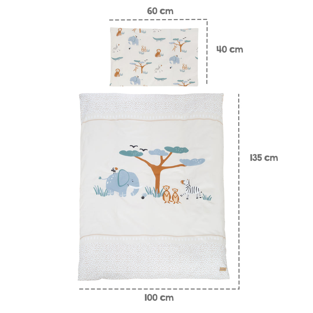 Set lettino 'Savanna Friends' 70 x 140 con accessori completi - Grigio naturale / Beige