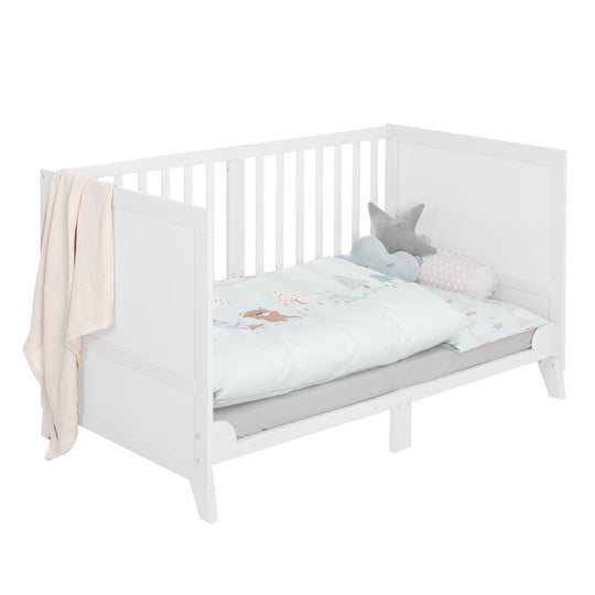 Juego de cuna 'Wooland Buddies' 70 x 140 con equipamiento completo incluido - Blanco / Verde pastel