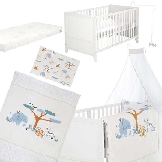 Babybettset 'Savanna Friends' 70 x 140 inkl. kompletter Ausstattung - Weiß / Beige – Produktbild (16/17)