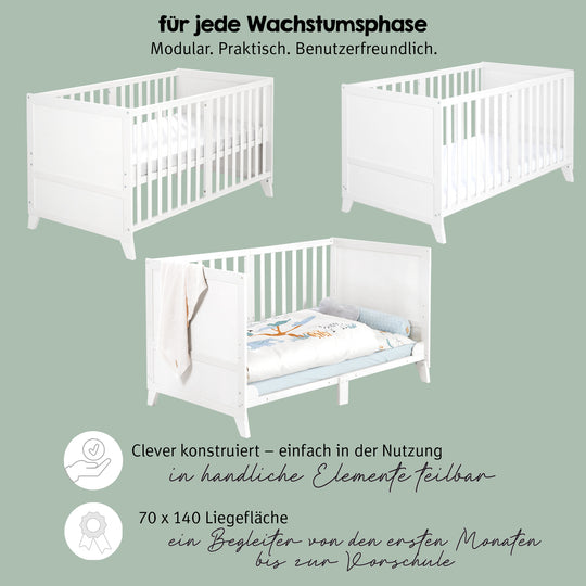 Babybettset 'Savanna Friends' 70 x 140 inkl. kompletter Ausstattung - Weiß / Beige – Infografik (8/17)