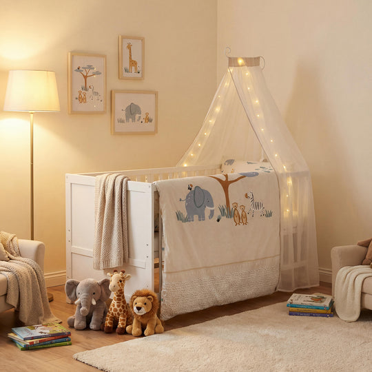 Babybettset 'Savanna Friends' 70 x 140 inkl. kompletter Ausstattung - Weiß / Beige – Milieubild (2/17)