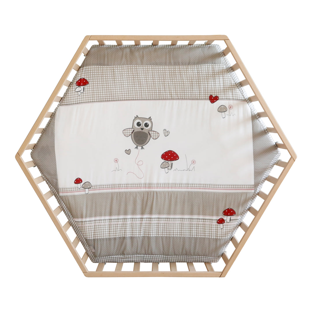 Parc hexagonal + tapis de protection 'Adam & Eule' - Bois naturel
