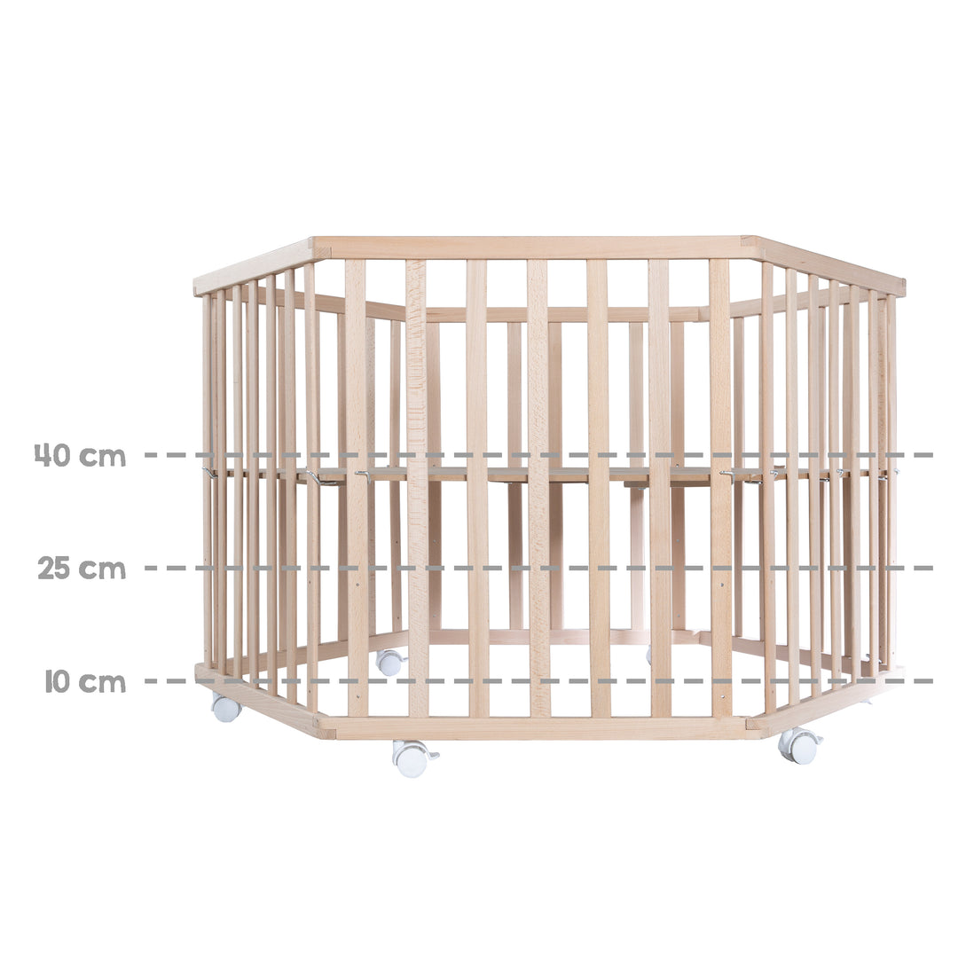 Parc hexagonal + tapis de protection 'Adam & Eule' - Bois naturel