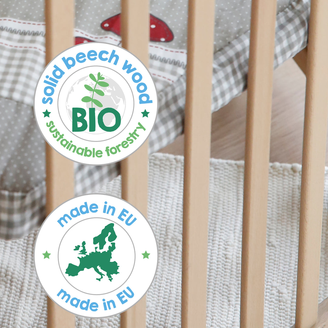 Parc hexagonal + tapis de protection 'Adam & Eule' - Bois naturel