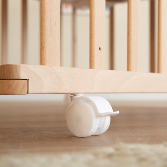 Parc bébé  75 x 100 avec tapis 'Sternenzauber gris' - Bois naturel