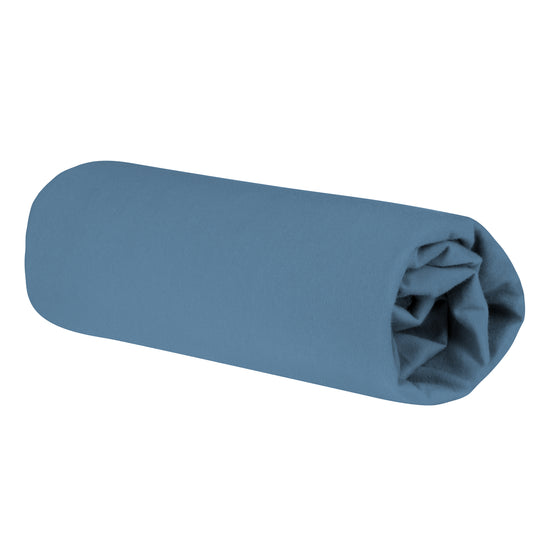 Drap-housse extensible 'Seashells Indigo' - Certifié GOTS & Oeko Tex 100 - Jersey - Bleu