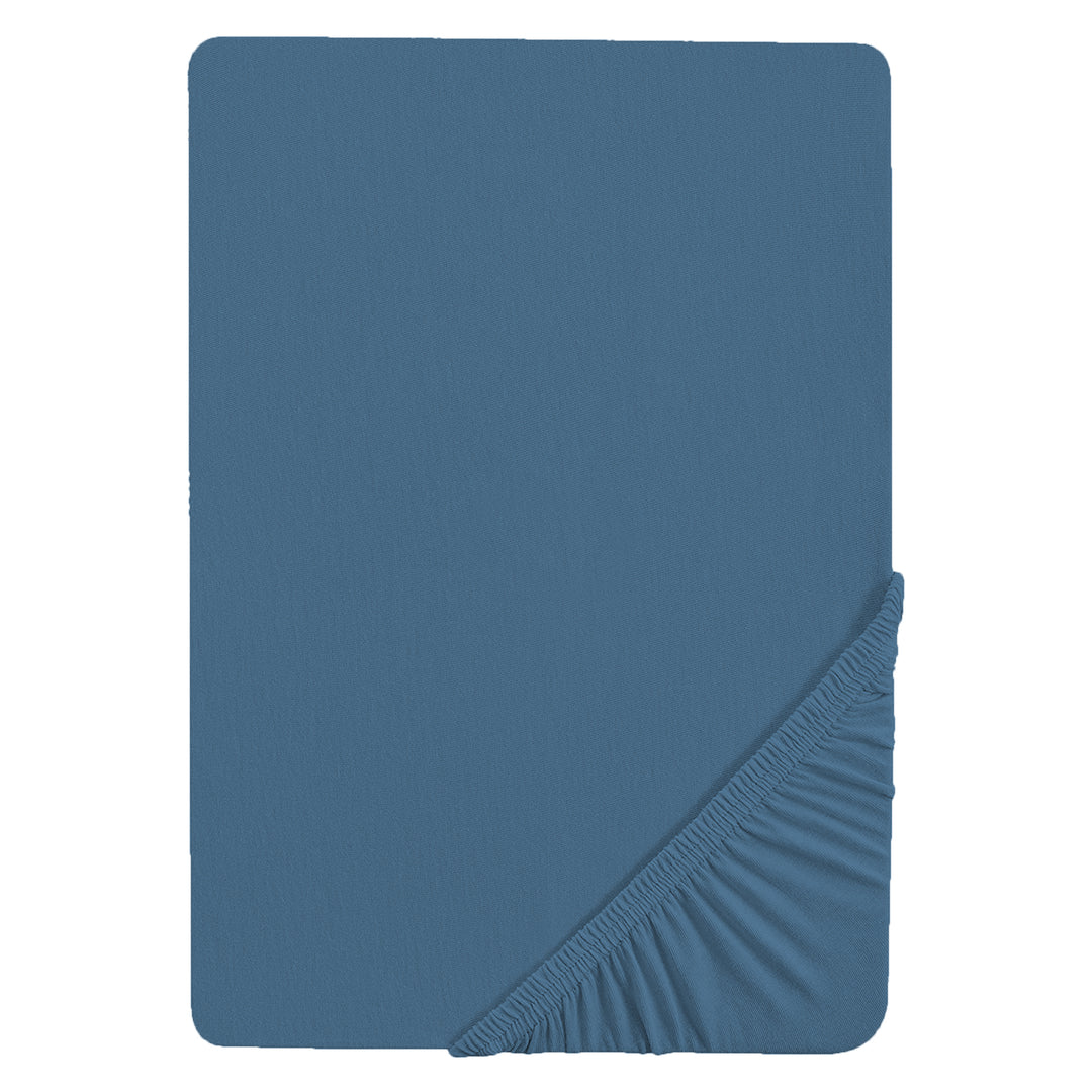 Drap-housse extensible 'Seashells Indigo' - Certifié GOTS & Oeko Tex 100 - Jersey - Bleu
