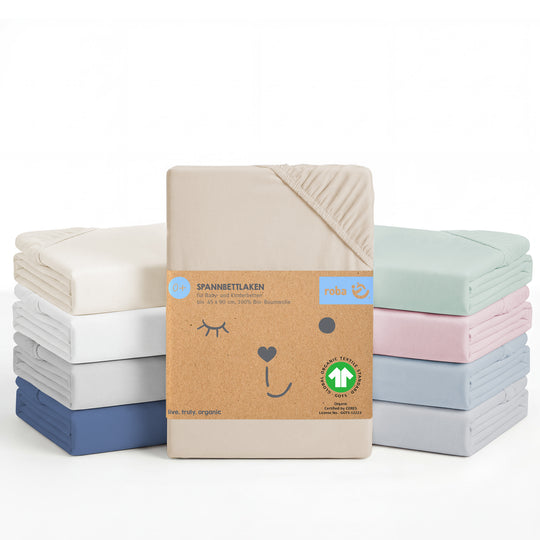 Drap-housse extensible 'Frosty Almond' - GOTS & Oeko-Tex Standard 100 - Beige