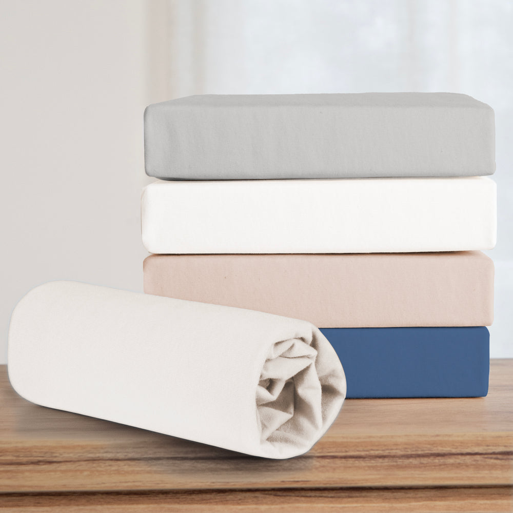 Fitted Sheet 'safe asleep®', Single Jersey, 100% Cotton, Canadian White