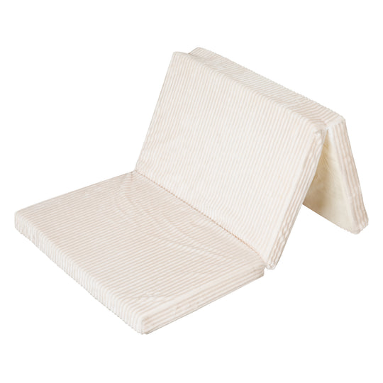 Reisebettmatratze 60 x 120 cm - 2-fach faltbar - Cord-Bezug abnehmbar & waschbar - Beige