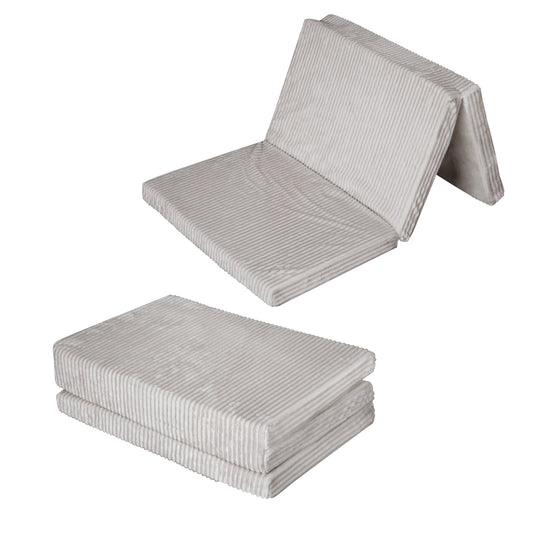 Colchón de viaje 60 x 120 cm - Plegable en 2 - Funda de pana desmontable y lavable - Gris