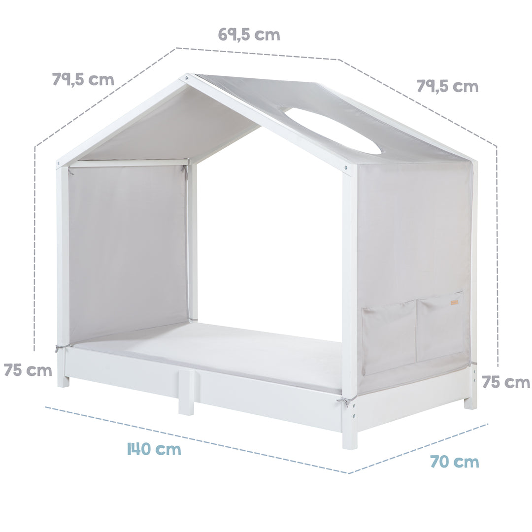 Ciel de lit neutre 70 x 140 cm avec 2 sacs - Gris