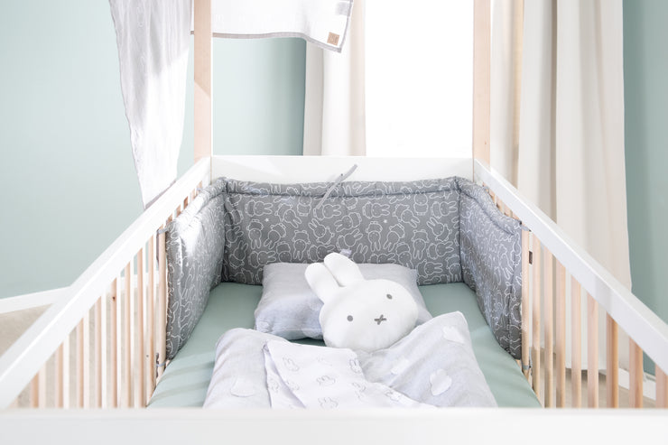 Tour de lit bébé "miffy®" tissé, nid pour lits de bébé et d'enfant, gris