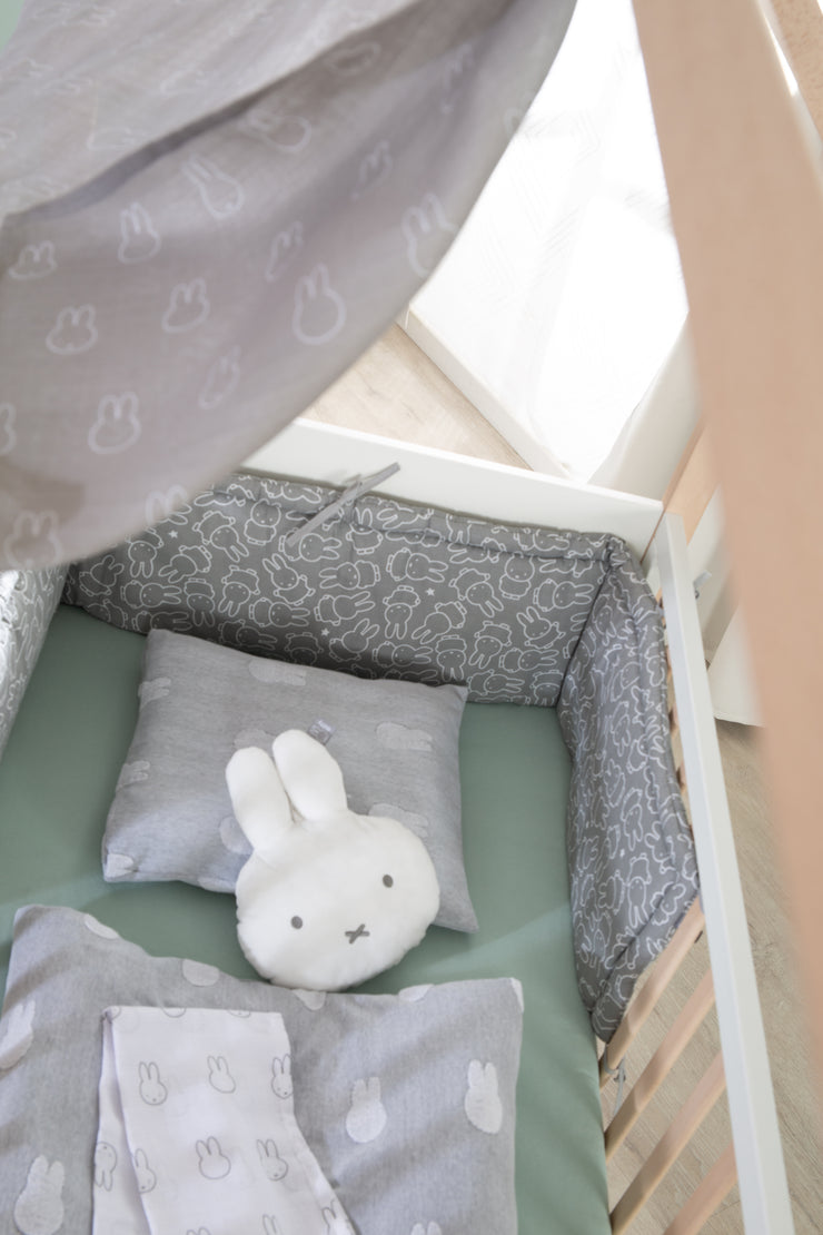 Tour de lit bébé "miffy®" tissé, nid pour lits de bébé et d'enfant, gris