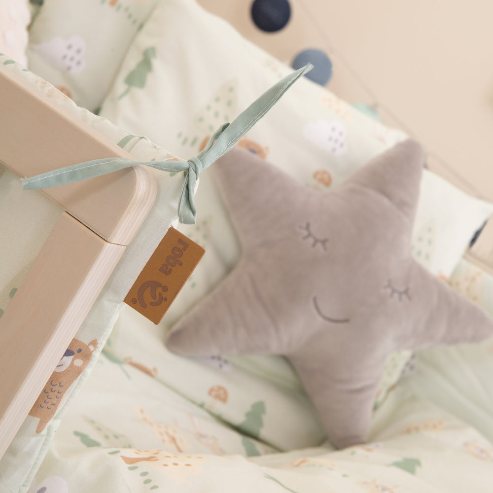 Nestchen 'Woodland Buddies' - Für Babybetten 60 x 120 bis 70 x 140 cm - Pastellgrün