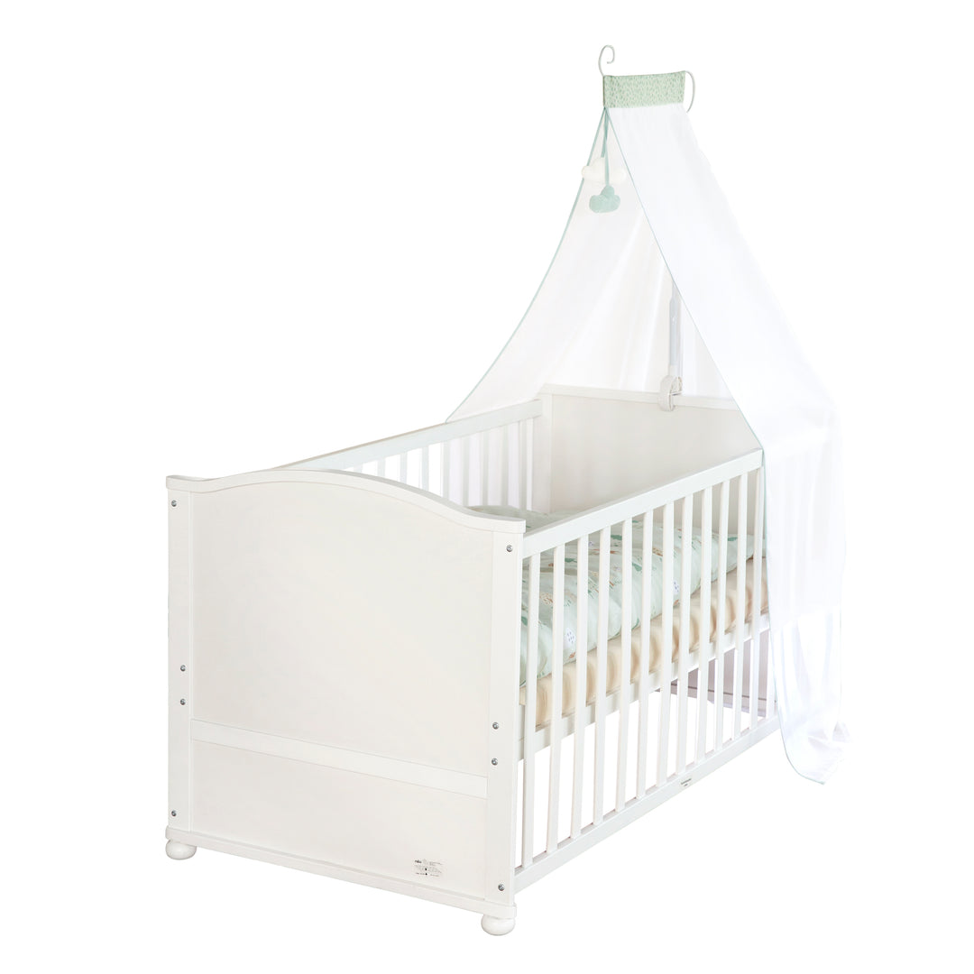 Juego de cama 70 x 140 cm 'Woodland Buddies' - Cuna convertible con accesorios - Blanco / Verde