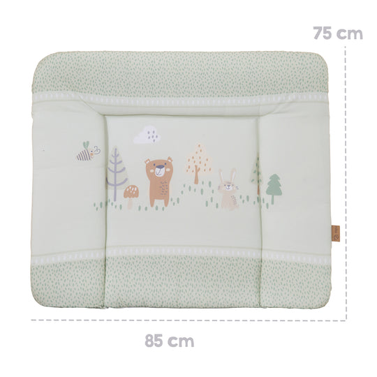 Materasso per fasciatoio 'Woodland Buddies' - 85 x 75 cm - rivestito in PU - verde pastello