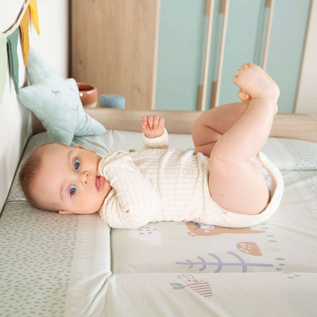 Materasso per fasciatoio 'Woodland Buddies' - 85 x 75 cm - rivestito in PU - verde pastello