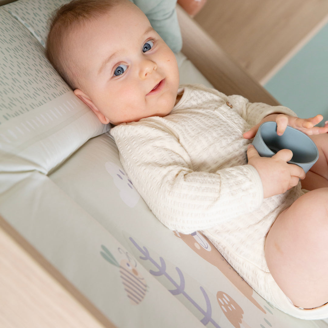 Materasso per fasciatoio 'Woodland Buddies' - 85 x 75 cm - rivestito in PU - verde pastello